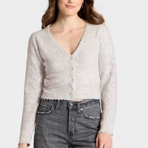 NWT Universal Thread Target V-Neck Cozy Lace Cardigan Sweater - Light Gray M
